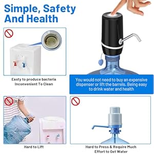 2 5 Gallon Portable Water Dispenser Water Bottle Pump Rechargeable for 5 Gallon with Silicone Cap Automatic Drinking Water Jug Dispenser Black