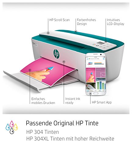 HP DeskJet 3762 Farbig Multifunktionsdrucker (Drucken, Scannen, Kopieren, WLAN, Airprint, mit 2 Probemonaten HP Instant Ink Inklusive), A4, Dunkelgrün – Bild 3