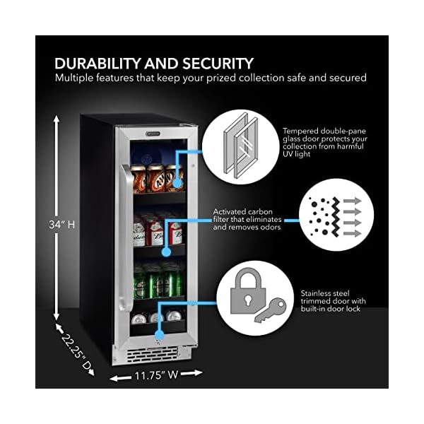   Whynter-BBR-638SB-Built-in-Under-Counter-12-inch-Beverage-Refrigerator-and-Cooler-Fridge-with-Glass-Door-20-Cubic-Feet-Stainless-75-Capacity-Can