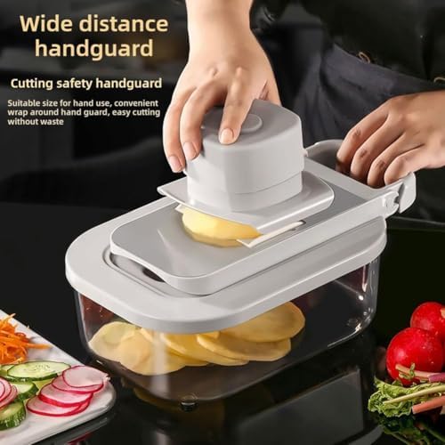 9-in-1 Mandoline Slicer with 8 Blades 2Pcs Garlic Tools Manual Food Chopper