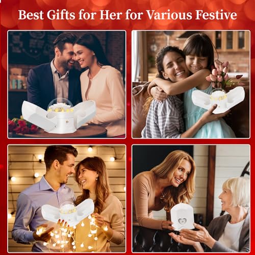 BNWXOY Preserved Real White Rose with Necklace Forever Flowers Rose Birthday Gifts for Women Her Mom Wife Girlfriend Grandma on Valentine Mothers Day Sweetest Day Christmas Anniversary Romantic-White - Image 7