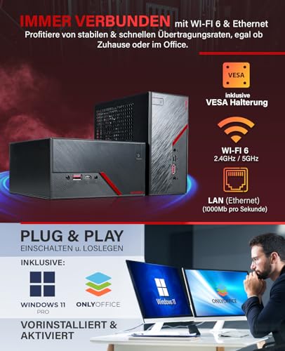 Greed® Nano Pro - High End Mini PC mit AMD Ryzen 7 5700G - Silent Multimedia Computer + Micro Desktop Rechner für Büro & Office mit 4,6 GHZ - 32GB DDR4 RAM - 1TB SSD - USB 3.2 - WLAN + Win 11 Pro – Bild 6