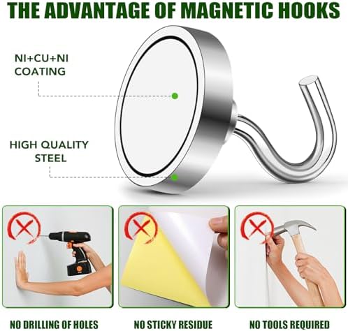 MIKEDE Magnetic Hooks 40lbs for Refrigerators