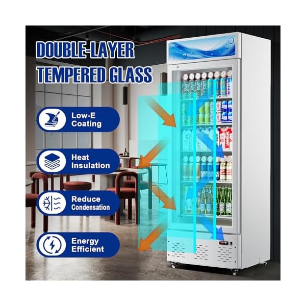   15-Cuft-Commercial-Fridge-Merchandiser-Refrigerator-Glass-Door-Upright-Display-Cooler-with-LED-Light-and-Adjustable-Shelves-for-Restaurant-Grocery-Stores-Home-ETL-and-NSF-ApprovedWhite