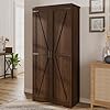   72H-Farmhouse-Storage-Cabinet-with-Adjustable-Shelves-Large-Pantry-Organize-with-2-Barn-Doors-Tall-Freestanding-Cabinet-for-Kitchen-Bathroom-Garage-Basement-Living-Utility-Room-Brown