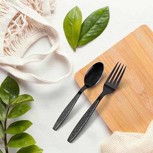Sturdy Black Plastic Mixing Spoon Set