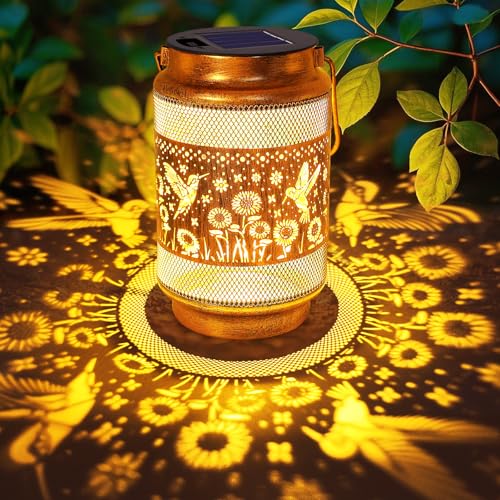 Hummingbird Solar Lanterns Outdoor Waterproof Garden Decor, Birthday Gifts for Christmas Women Mom Grandma, Metal Hanging Solar Lights for Yard Patio Pathway Backyard Porch - Image 5