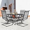   NUU-GARDEN-5-Piece-Outdoor-Dining-Set-4-All-Weather-Outdoor-Padded-Textilene-Patio-Chairs-and-37-Square-Dining-Table-with-157-Umbrella-Hole-for-Backyard-Patio-Garden-Light-Grey-and-Black