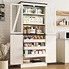 71 Tall Kitchen Pantry Cabinet with 3 Pack Pull Out Drawers for CabinetsFarmhouse Storage Cabinet with Load Bearing Steel PipePantry Organizers and Storage for KitchenDining RoomAntique White