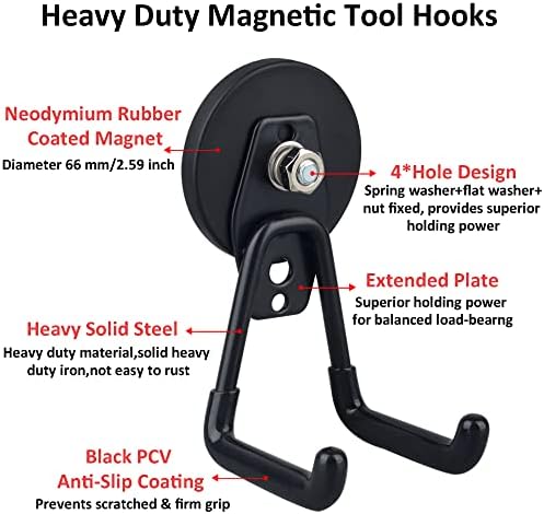 ULIBERMAGNET Strong Garage Magnetic Hooks 2-Pack
