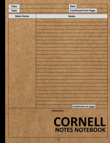 Cornell Notes Notebook: Cornell Note Taking System for Students and Teachers with Simple Brown Cover. College Ruled Medium Lined Journal for Taking Notes