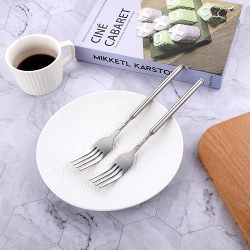 2Pcs Adjustable Telescopic Dinner Forks for BBQ and Kitchen Use