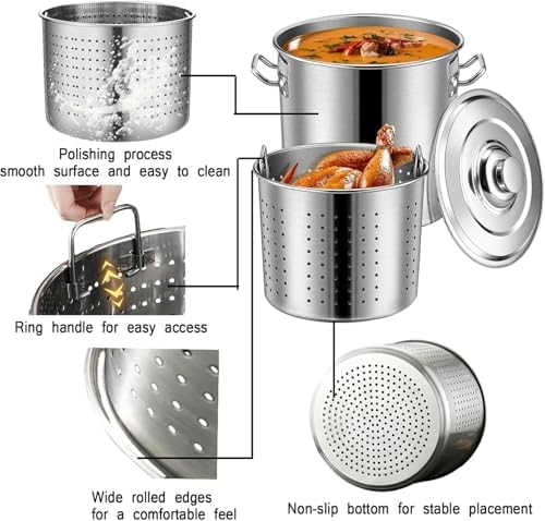 Wzglod Heavy Duty Stainless Steel Steamer Pot Set