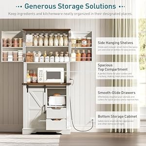   Farmhouse-Pantry-Cabinet-with-Charging-Station-Kitchen-Pantry-with-2-Drawers-Sliding-Barn-Door-Tall-Wooden-Storage-Cabinet-Cupboard-for-Dining-Room-Living-Room-White-and-Walnut
