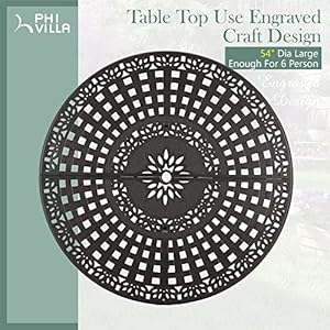   PHI-VILLA-Cast-Aluminum-High-Bar-Dining-Set-for-6-Person-7-Piece-Outdoor-Patio-Set-with-54-Dia-Cast-Top-Aluminum-Table21-Umbrella-Hole-and-6-Outdoor-Swivel-Bar-Stool-Chairs-with-Seat-Cushions