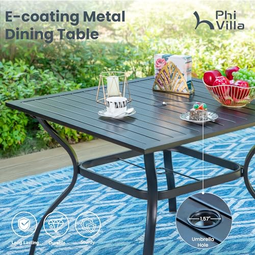PHI-VILLA-Outdoor-Patio-Dining-Set-for-4-5-Piece-Patio-Table-Chairs-Set-Clearance-with-4-Swivel-Chairs-1-Metal-Table-All-Weather-Patio-Dining-Furniture-Set-for-Deck-Lawn-Garden PHI VILLA Outdoor Patio Dining Set for 4 5 Piece Patio Table Chairs Set Clearance with 4 Swivel Chairs 1 Metal Table All Weather Patio Dining Furniture Set for Deck Lawn Garden