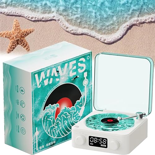 JIALING The Waves Vinyl Player, Waves Vintage Vinyl Record Player Bluetooth Speaker, Waves Retro Vinyl Record Player, Retro Turntable Speaker with 4 Sounds of Nature with RGB Light (White) - Les Beatles, Paul McCartney, John Lennon, RIngo Starr, George Harrison JIALING The Waves Vinyl Player, Waves Vintage Vinyl Record Player Bluetooth Speaker, Waves Retro Vinyl Record Player, Retro Turntable Speaker with 4 Sounds of Nature with RGB Light (White)