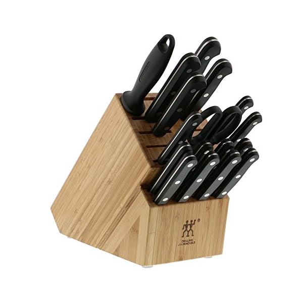 Zwilling twin gourmet classic 18 pc knife block set stamped german stainless steel 3 rivet handle no stain blades includes kitchen shears and honing steel made in spain  urban country home decor