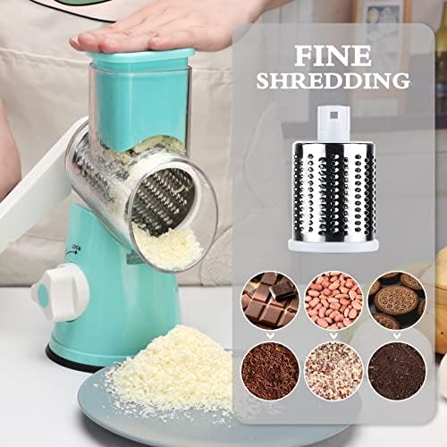 Rotary Cheese Grater with 3 Blades for Creative Slicing Grating