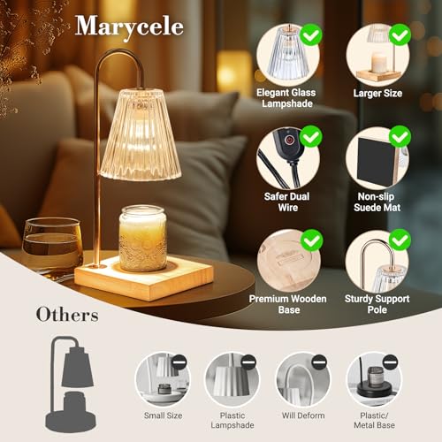 Marycele Candle Warmer Lamp with Timer Dimmer, Christmas Birthday Gifts for Mom Women Sister Her, House Warming Gifts, Thanksgiving Decorations for Office Room Home Decor, Clear Adjustable Wax Warmer - Image 5