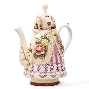 Large Ceramic Teapot and Coffee Pot with Lid, 3D Embossed Victoria Pink Rose Flowers Decorative Teapot Large Ceramic Teapot and Coffee Pot with Lid 3D Embossed Victoria Pink Rose Flowers Decorative Teapot