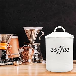   AuldHome-Design-Enamelware-White-Coffee-Canister-Rustic-Distressed-Style-Tea-Storage-for-Kitchen