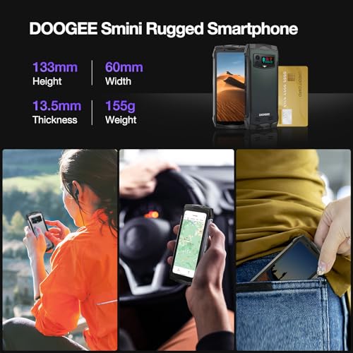 DOOGEE S Mini Outdoor Handy, 4.5 Zoll 15GB+256GB/TF 2TB Outdoor Smartphone, Helio G99 Smartphone ohne vertrag, Android 13 Handy, 50MP+8MP, IP68 Smartphone, 3000mAh Akku/NFC/OTG/Face ID/GPS, Schwarz – Bild 4