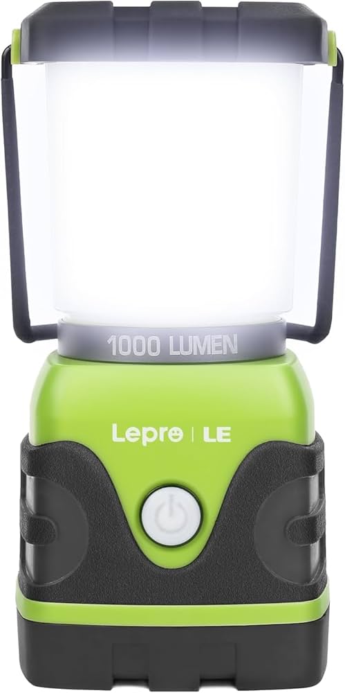 LE 1000LM Battery Powered LED Camping Lantern, Waterproof Tent Light with 4 Light Modes, Camping Essentials, Portable Lantern Flashlight for Camping, Emergency Light, Power Outages, Not Rechargeable