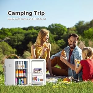  22L30Cans-Mini-Fridge-for-Bedroom-12v-DC-Portable-Cooler-Warmer-Mini-Refrigerator-with-Glass-Front-for-Car-Office-Desk-Dorm-Food-Beverage-Skincare-Makeup-White