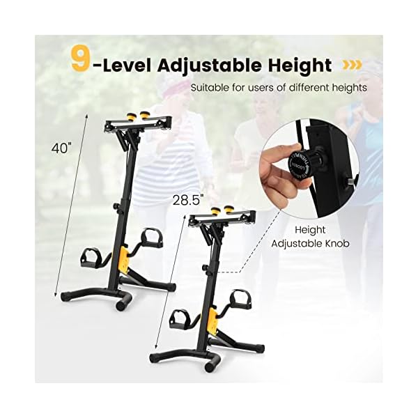 GYMAX Pedal Exerciser for Seniors, Hand Arm Leg and Knee Pedal Exercise Bike with Adjustable Handgrip, Resistance and Height for Total Body, Home Folding Adjustable Rehab Fitness Equipment for Elderly - Image 7