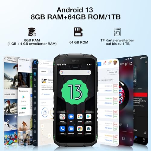 DOOGEE S41T Outdoor Handy Ohne Vertrag (2024), 6300 mAh, 8GB RAM+64GB Octa Core Android 13, Handy Wasserdicht Outdoor Smartphone 5.5" HD+ IP68/P69K,3MP+ 8MP, 4G Dual SIM NFC/OTG/GPS – Bild 4