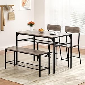   Shintenchi-Kitchen-Table-Chairs-Set-of-4-Dining-Table-Set-for-4-with-Bench-and-Chairs-4-Pieces-Kitchen-Table-Set-with-Storage-Rack-Metal-Frame-for-Small-Space-Gray