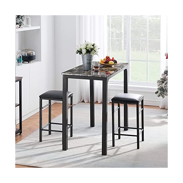   VECELO-3-Piece-Pub-Counter-Height-Breakfast-Table-with-2-Bar-Stools-Dining-Set-for-2-Dark-Brown