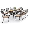   9-Piece-Cast-Aluminum-Outdoor-Table-and-Chairs-Classic-Vintage-Patio-Dining-Set-for-8-Include-87-Rectangular-Patio-Dining-Table-and-8-Chairs-with-Removable-Cushion-and-Umbrella-Hole