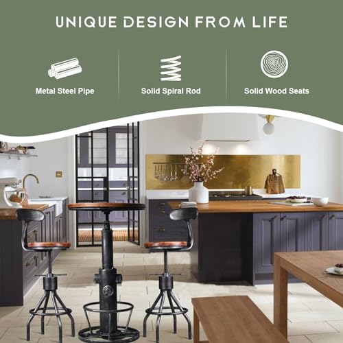LOKKHAN-3-Piece-Bar-Table-386-484-2-Backrest-Stools-24-30-Set-for-Pub-Kitchen-Dining-Living-Party-Bistro-Breakfast-Swivel-Top-Height-Adjustable-Most-Weld-Space-Saving LOKKHAN 3 Piece Bar Table 386 484 2 Backrest Stools 24 30 Set for Pub Kitchen Dining Living Party Bistro Breakfast Swivel Top Height Adjustable Most Weld Space Saving
