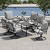 Grand patio 7 piece patio dining set for 6 e coated outdoor dining set swivel patio dining chairs with olefin cushions 1 black rectangular faux woodgrain dining table with 15market umbrella hole  urban country home decor