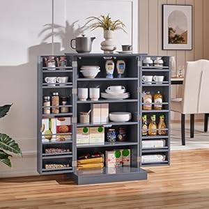   Yaheetech-41-H-Kitchen-Pantry-Storage-Cabinet-with-Doors-Adjustable-Shelves-Freestanding-Cupboard-Food-Cabinet-for-Dining-RoomLiving-Room-Dark-Gray