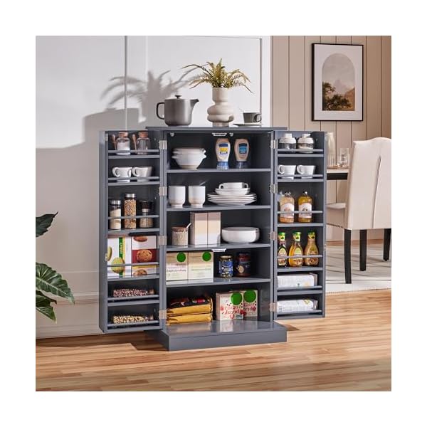   Yaheetech-41-H-Kitchen-Pantry-Storage-Cabinet-with-Doors-Adjustable-Shelves-Freestanding-Cupboard-Food-Cabinet-for-Dining-RoomLiving-Room-Dark-Gray