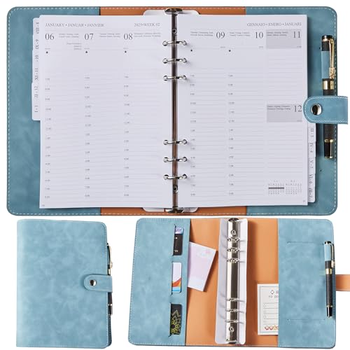 Academic Diary 2024-2025 Week to view A5, Refillable Monthly & Weekly Planner with Tabs, Pocket & Pen Loop, UK Mid Year Diary, Appointment Book for School Work Family, Aug’24-Jul ‘25