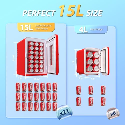 Minifridgeforbedroomred15litre21cansportableminirefrigeratorwithacdcpowerforofficedormandcarthermoelectriccoolerwarmerskincarefridgefordrinksfoodcosmetics Urban Country Home Decor Mini fridge for bedroom red 15 litre21 cans portable mini refrigerator with acdc power for office dorm and car thermoelectric cooler warmer skincare fridge for drinks food cosmetics urban country home decor