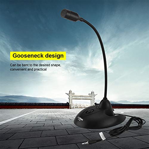 Richer-R Flexibles PC-Tischmikrofon, Flexible Schwanenhals Desktop Microphone 3,5mm Klinke,rutschfest Standfuß PC Kondensator Mikrofon Ständer Mikro für Bürotreffen Online-Chat Karaoke usw.(Black) – Bild 3