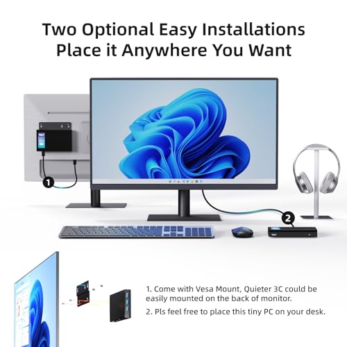 MeLE Quieter3C Lüfterloser Mini PC Windows 11 Pro Celeron N5105 Desktop Mini Computer 8GB 256GB 4K HDR HDMI Industrielles PC Entsperrtes Volle Funktion USB-C WiFi 5 – Bild 3