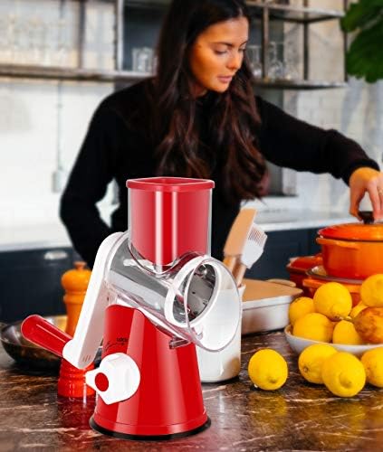 Rotary Cheese Grater with 3 Blade Set Stainless Steel Durable Effective
