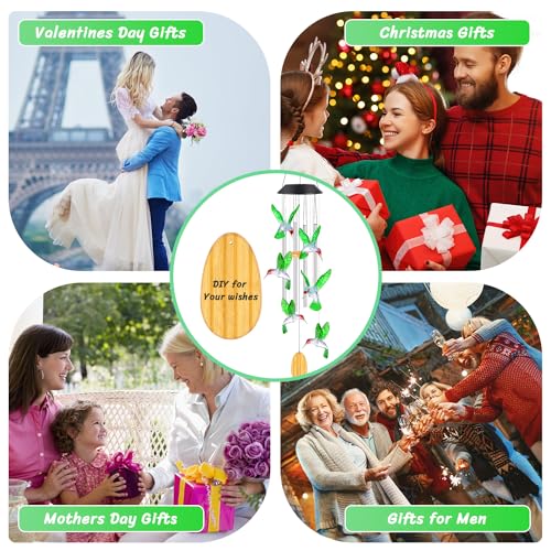 Womens Gifts for Christmas Birthday Gifts for Women Mom Grandma Gift Hummingbird Wind Chimes Solar Lights for Outside Outdoor Yard Home House Patio Garden Decor Gift for Mom Sister Men Wife - Image 7