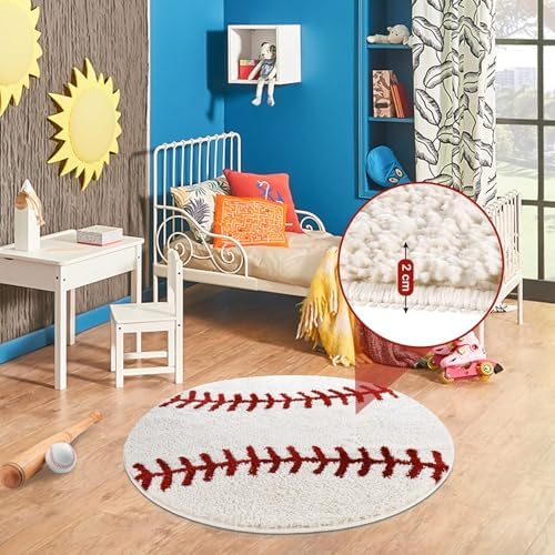 Cool Baseball Rug for Men 36 Inch Non-Slip Area Rug