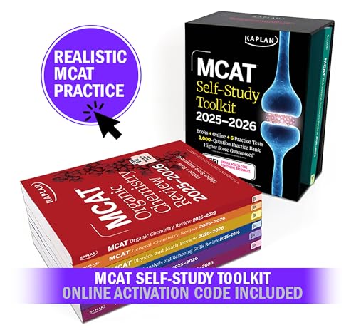 MCAT Self-Study Toolkit 2025-2026: Includes MCAT Complete 7 Book Set, 6 Full Length Online Practice Tests + Customizable 3,000 Question Practice Bank (Kaplan Test Prep)