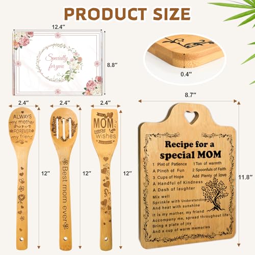 Mothers Day Gifts for Mom from Daughter Son,Engraved Cutting Board with Cooking Utensils Set Birthday Gifts for Mom Women Kitchen Utensil Set Gift Cool I Love Mom Christmas Mom Gifts - Image 3