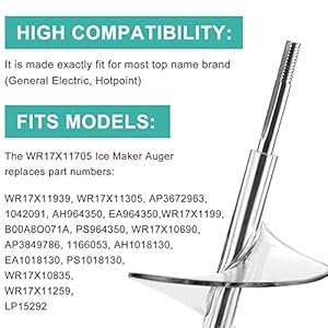   WR17X11705-Ice-Maker-Auger-Fit-for-G-E-Hot-Point-Refrigerator-by-AMI-PARTS-Refrigerator-Freezer-Ice-Bucket-Replaces-WR17X11939-1042091-AP3849786-PS1018130-AP3672963-PS964350