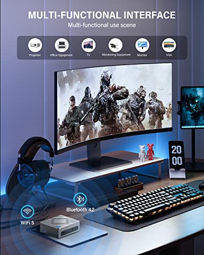 NiPoGi CK10 Mini PC Ιntel Core i5-12450H(8C/12T, bis zu 4,40 GHz), 16 GB DDR4 512 GB M.2 NVMe SSD Mini Desktop Computer, WiFi 6, BT 5.2, 2X HDMI+VGA, 4K UHD Triple Display für Büro/Zuhause/HTPC. – Bild 7