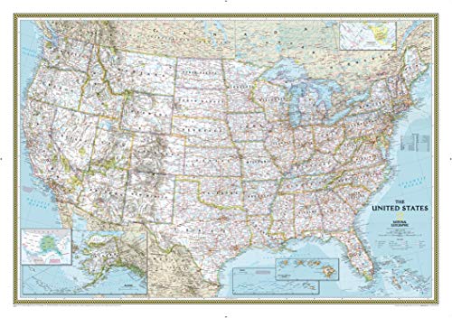 National Geographic: United States Classic Wall Map - Laminated (43.5 x 30.5 inches) (National Geographic Reference Map)